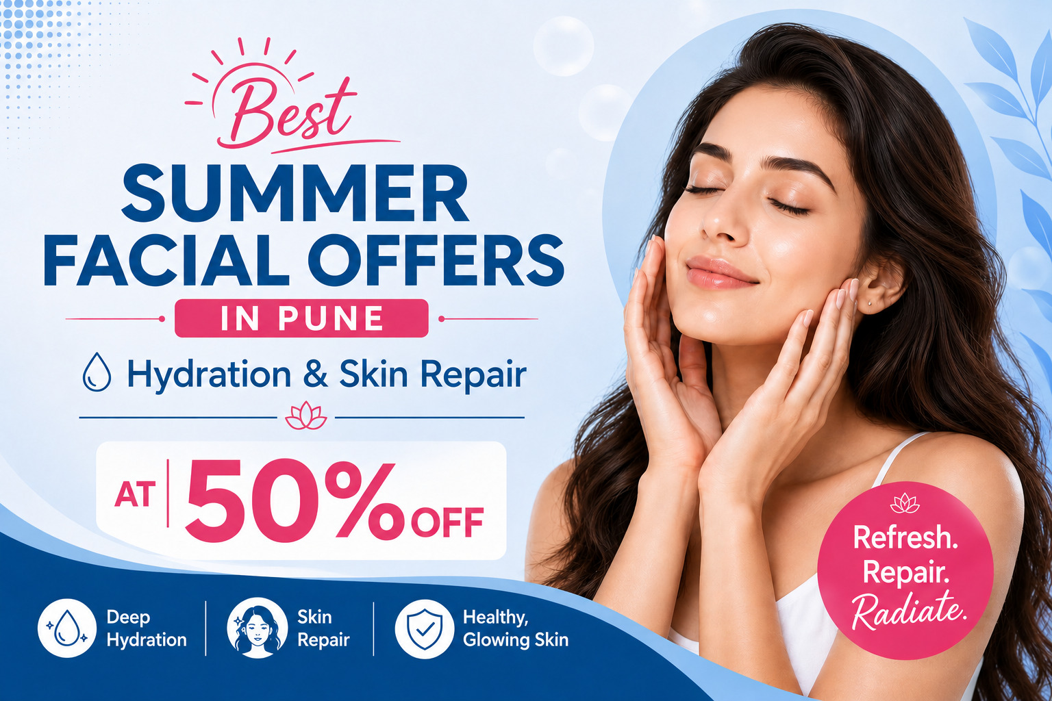 Hydrating facial and tan removal skincare treatment at a Pune skin clinic during summer.